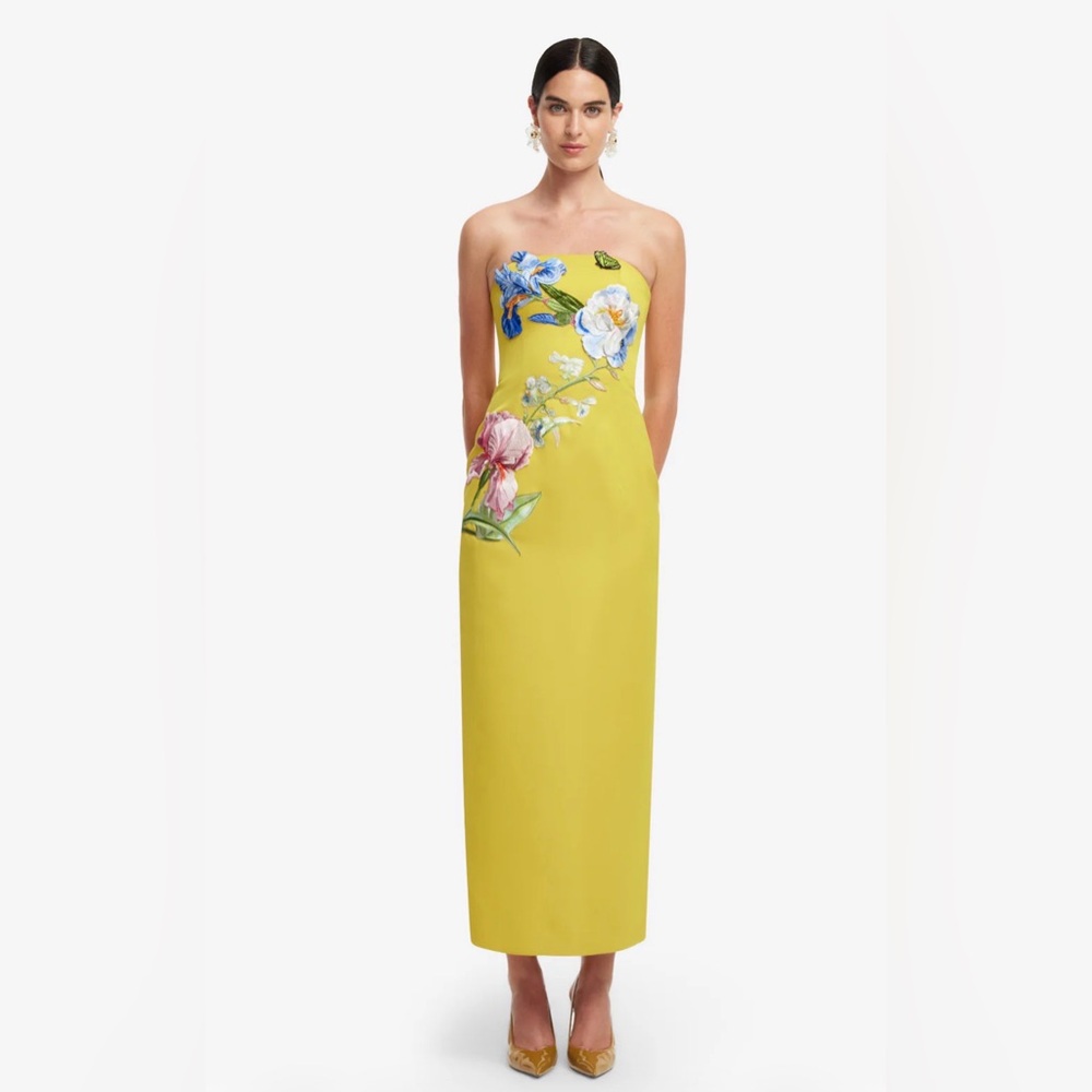 Leo Lin Appliqué Floral Bustier Maxi Dress